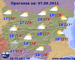 Прогноз погоды в Болгарии на 7 сентября