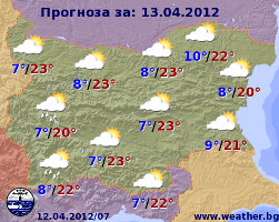 Погода в Болгарии на 13 апреля
