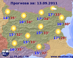Прогноз погоды в Болгарии на 13 сентября