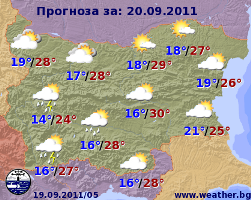 Прогноз погоды в Болгарии на 20 сентября