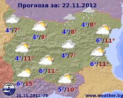 Погода в Болгарии на 22 ноября
