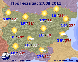 Прогноз погоды в Болгарии на 27 августа